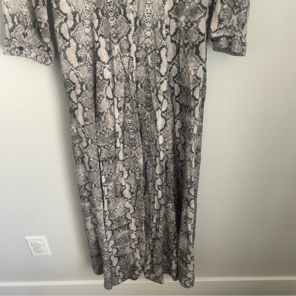 Zara Snake Print Maxi Shirt Dress Black Gray Animal Print Women’s XS - Picture 10 of 14